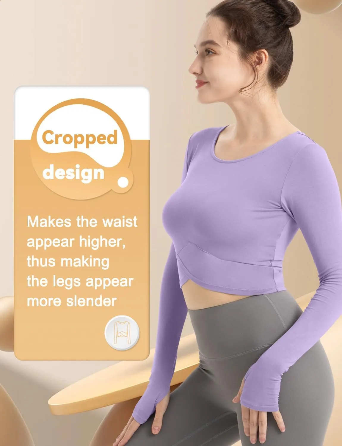 CHAMWEY Women‘s Workout T-Shirt Cropped Tops Crewneck Moisture Wicking Quick Dry Slim fit