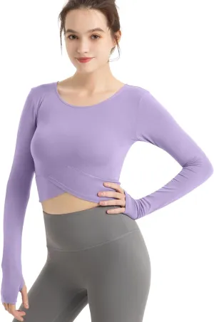 CHAMWEY Women‘s Workout T-Shirt Cropped Tops Crewneck Moisture Wicking Quick Dry Slim fit