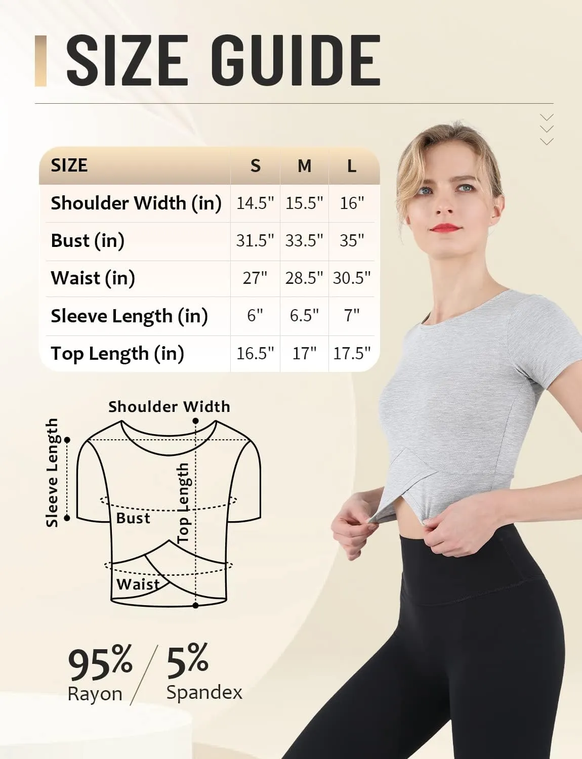 CHAMWEY Women‘s Workout T-Shirt Cropped Tops Crewneck Moisture Wicking Quick Dry Slim fit