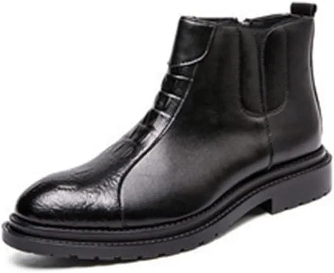 Chelsea Boots for Men Crocodile Print Side Zip PU Wearable Anti-Slip Waterproof Non Slip On Work Classic
