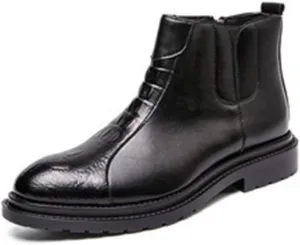 Chelsea Boots for Men Crocodile Print Side Zip PU Wearable Anti-Slip Waterproof Non Slip On Work Classic
