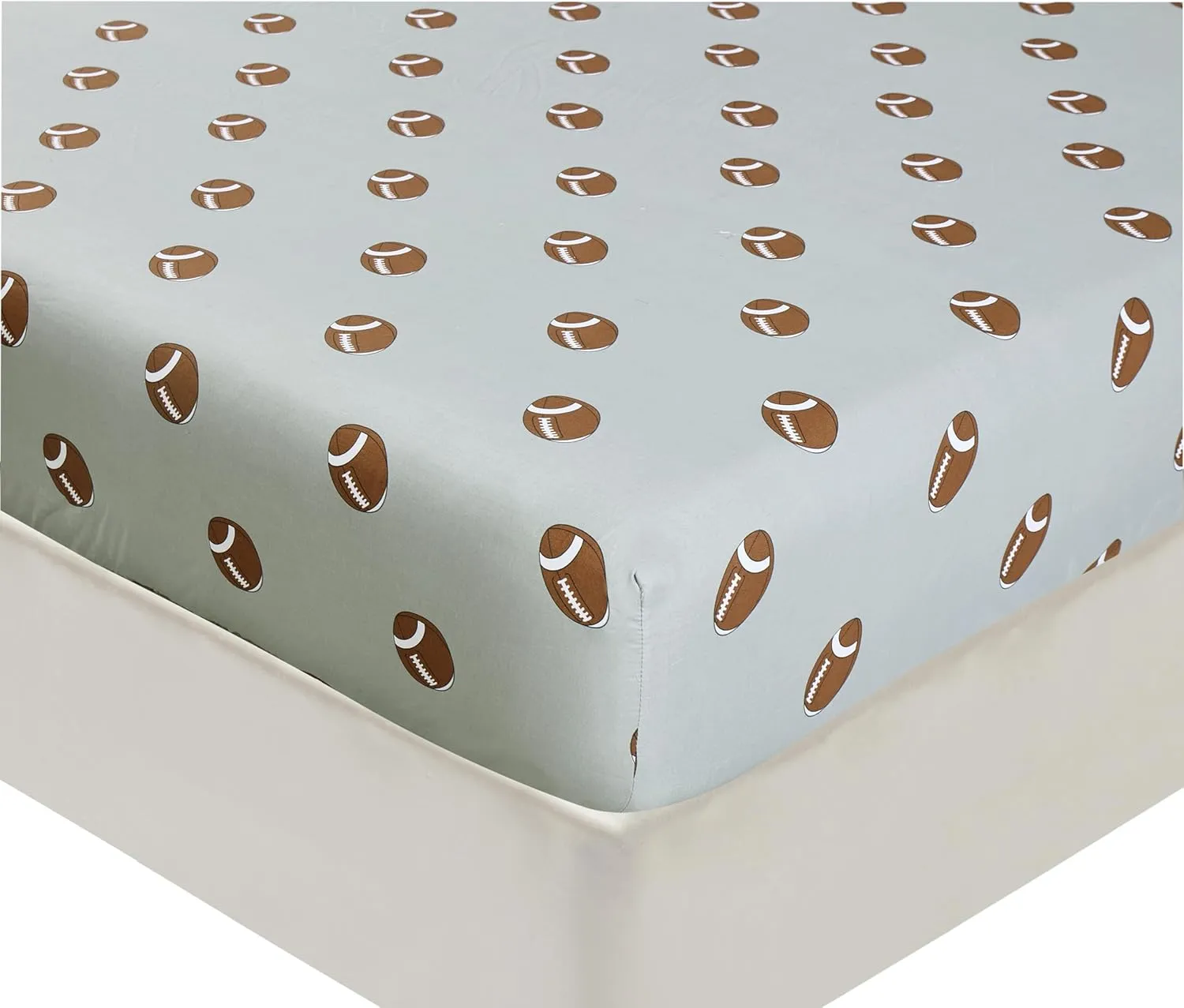Chezmoi Collection 4-Piece Kids/Teens Sports Sheet Set - Soft Microfiber Gray Brown White Football, Full Size