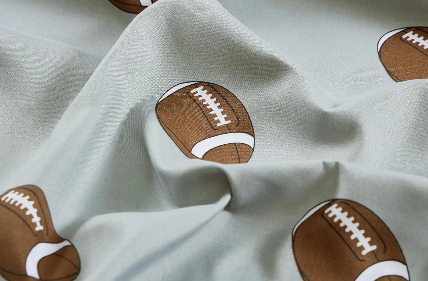 Chezmoi Collection 4-Piece Kids/Teens Sports Sheet Set - Soft Microfiber Gray Brown White Football, Full Size