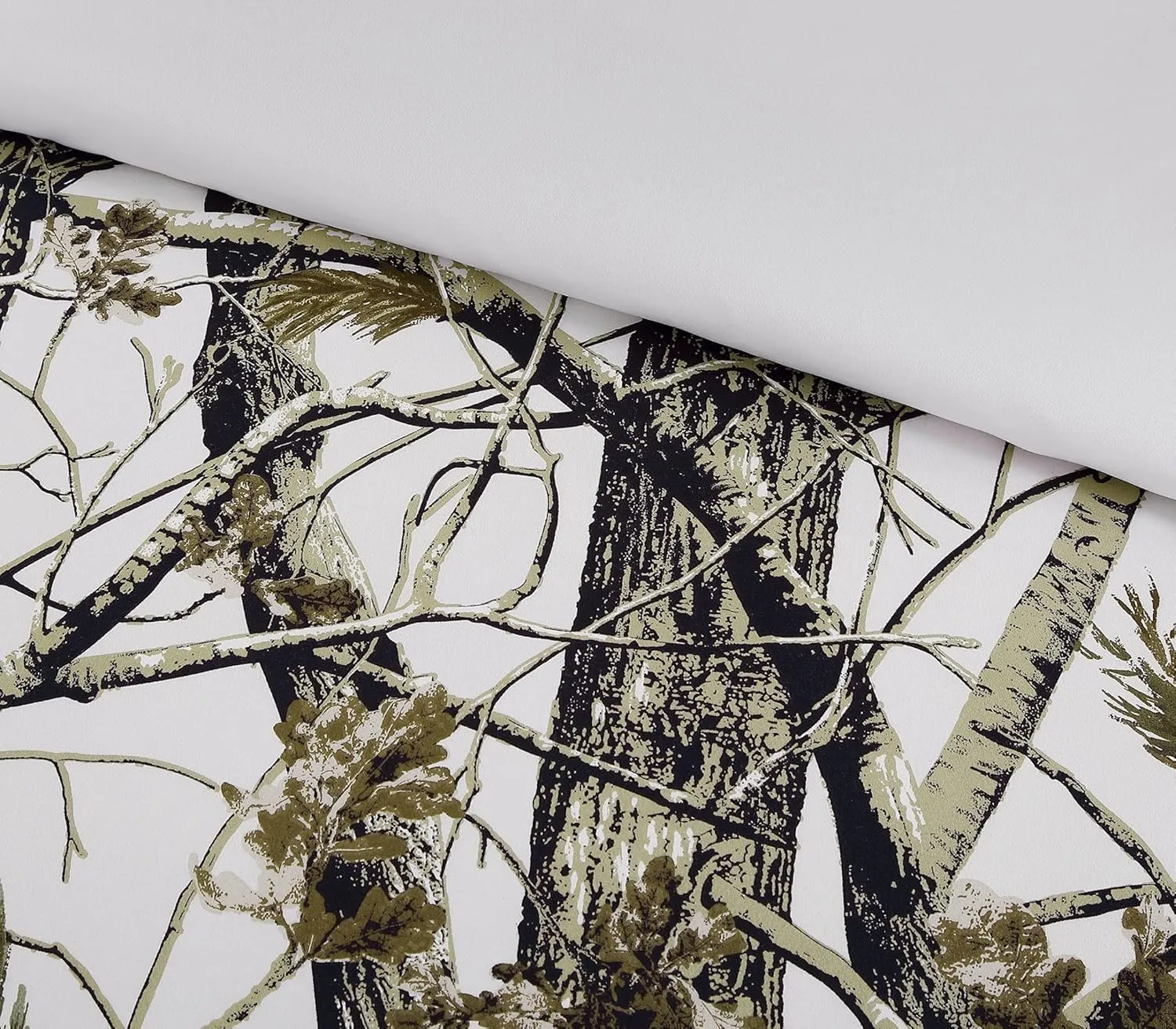 Chezmoi Collection Salem 4-Piece Cabin Lodge Forest Woods Sheet Set - Nature Camo Tree Leaves Printed Soft Microfiber Sheets - California King, White