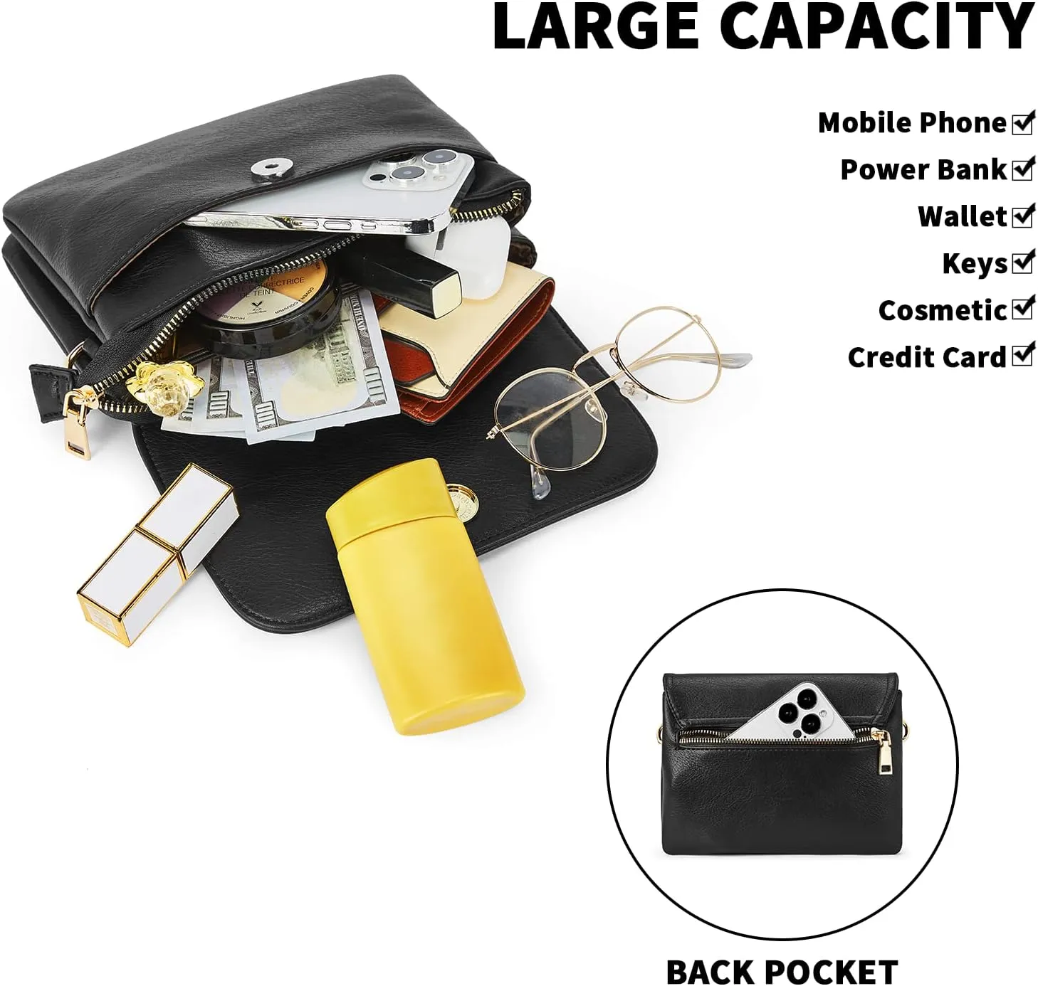 CHOLISS Small Crossbody Bags for Women, Vegan Leather Cell Phone Purse, Mini Travel Purse with Adjustable Strap
