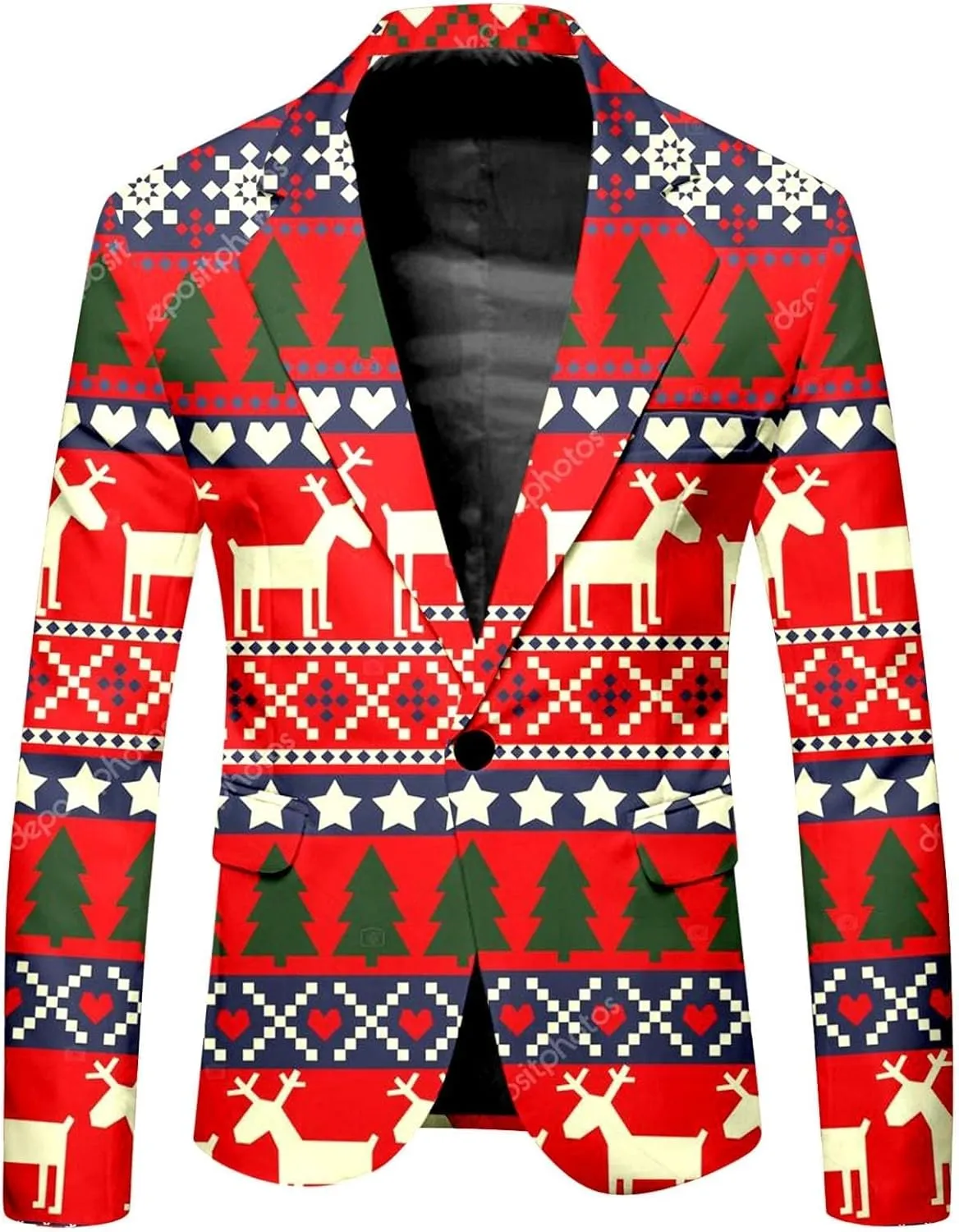 Christmas Suit for Men 2 Piece trajes navideños para Hombre Funny Snowflake Print Holiday Party Suits Festive Outfits