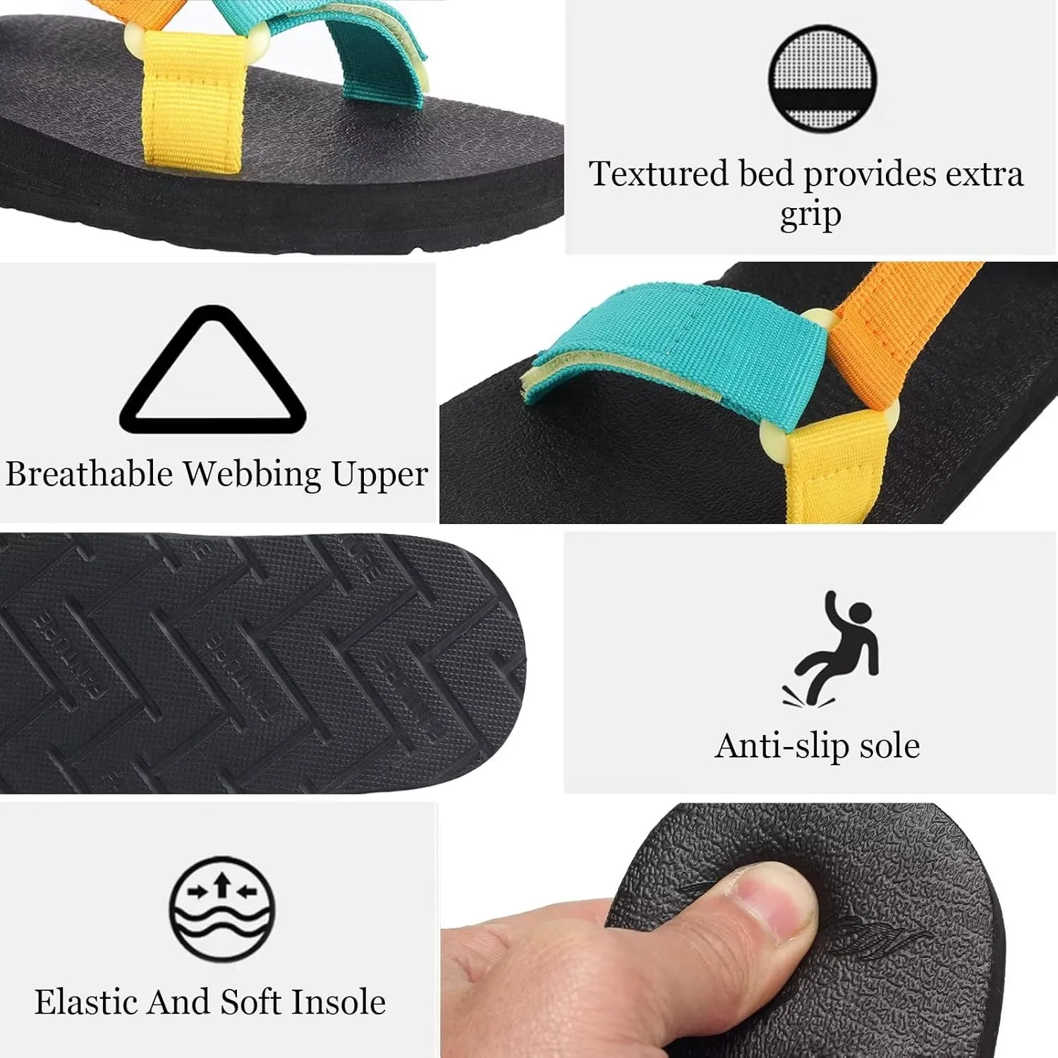 CIOR Women's Sport Sandals Hiking Sandals with Arch Support Yoga Mat Insole Outdoor Light Weight Water Shoes