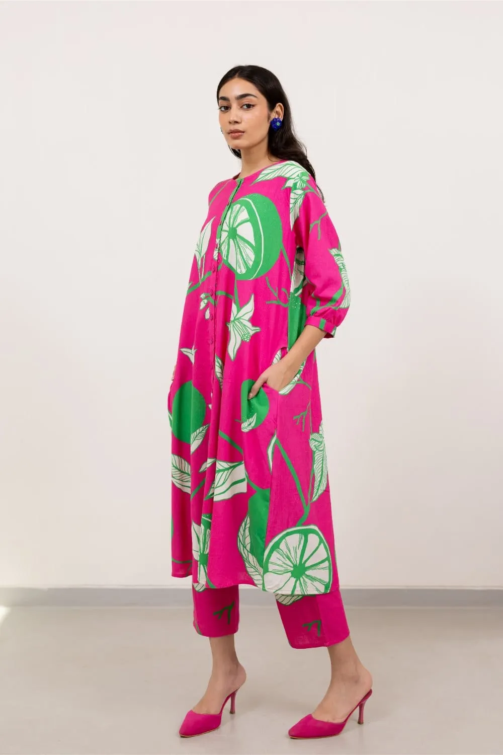Citrus Grove Button-down Kurta set