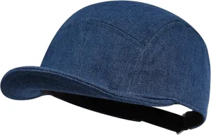 Clakllie Stylish Short Bill Hat Denim Baseball Cap Soft Flat Brim Snapback Hats Trucker Hat Casual Dad Hats Hip Hop Cadet Cap
