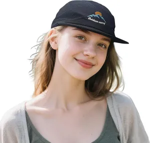 Clakllie Waterproof 5 Panel Hat for Men Quick Dry Flat Brim Baseball Cap Embroidered Trucker Hats for Running Camp Hiking Hat
