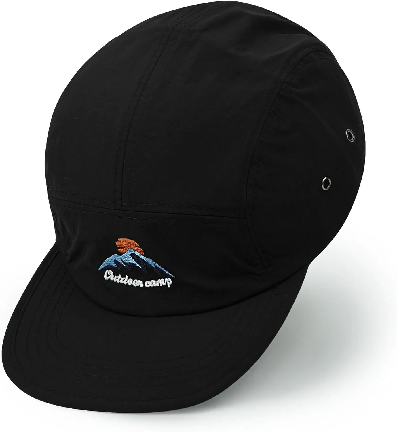 Clakllie Waterproof 5 Panel Hat for Men Quick Dry Flat Brim Baseball Cap Embroidered Trucker Hats for Running Camp Hiking Hat