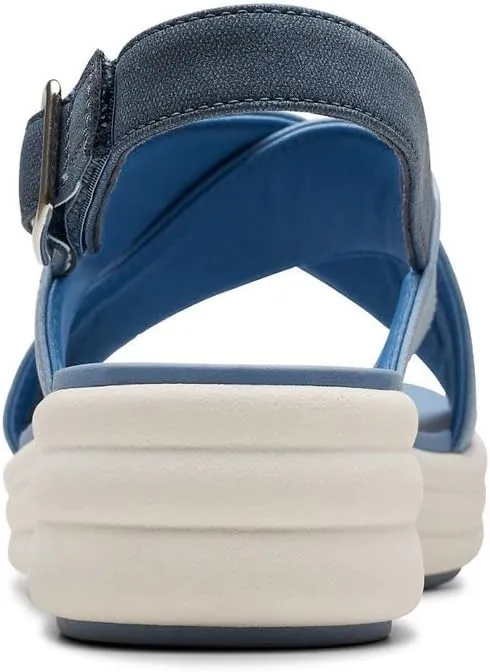 Clarks Women's Casual Wedge Sandal, Denim, 9