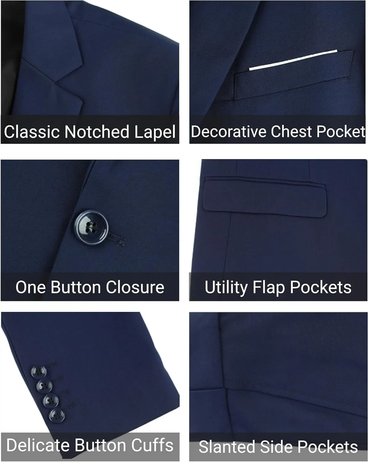 Cloudstyle Mens 3-Piece Suit Notched Lapel One Button Slim Fit Formal Jacket Vest Pants Set