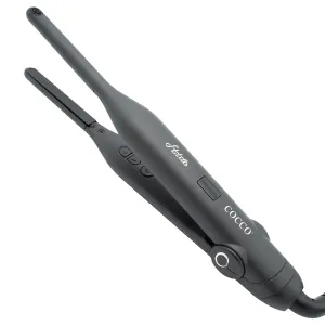Cocco Stiletto 3/10" Flat Iron, Advanced Ceramic Tourmaline Technology, Ultra-Slim Plates and Adjustable Temperature Control for Precision Styling, Black
