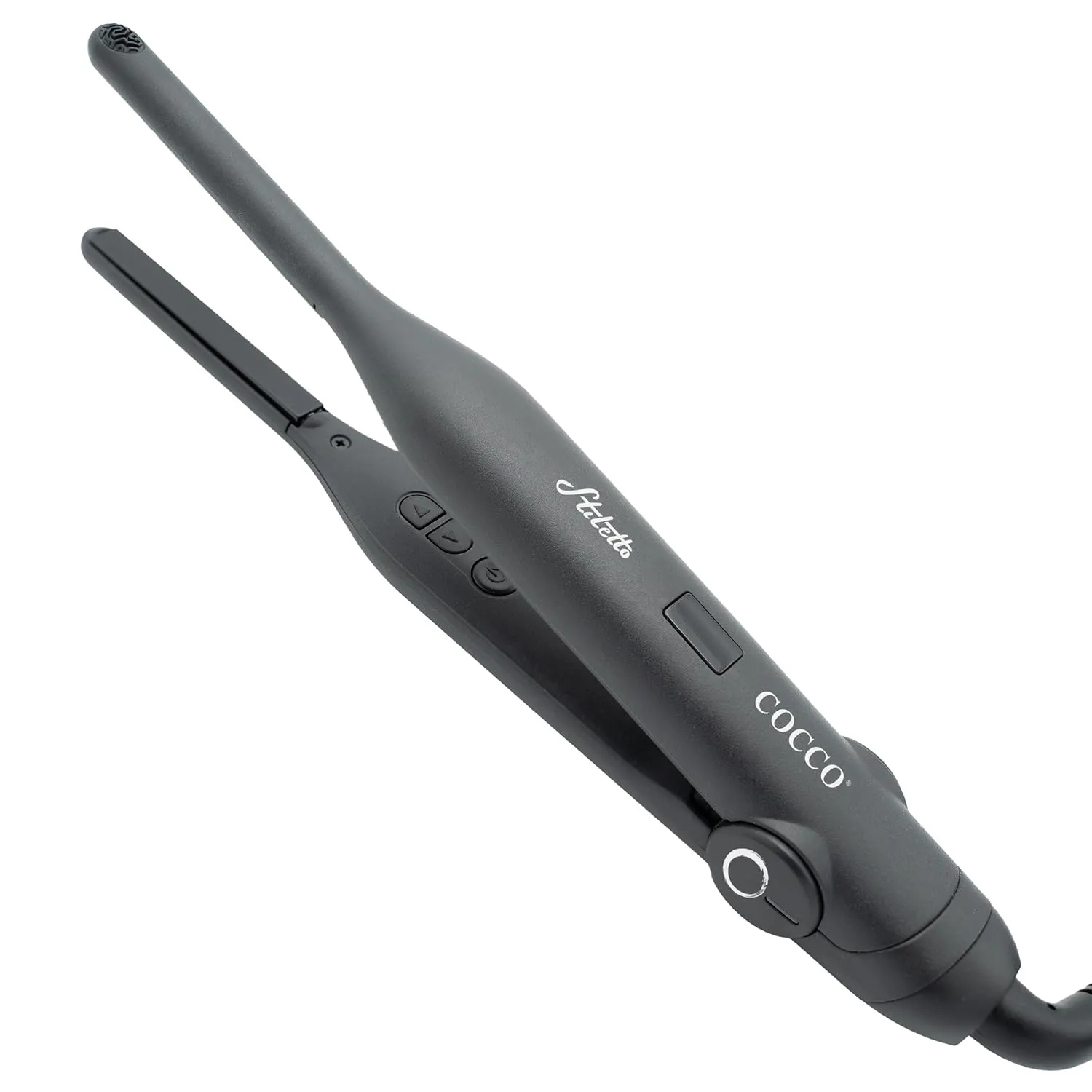 Cocco Stiletto 3/10" Flat Iron, Advanced Ceramic Tourmaline Technology, Ultra-Slim Plates and Adjustable Temperature Control for Precision Styling, Black