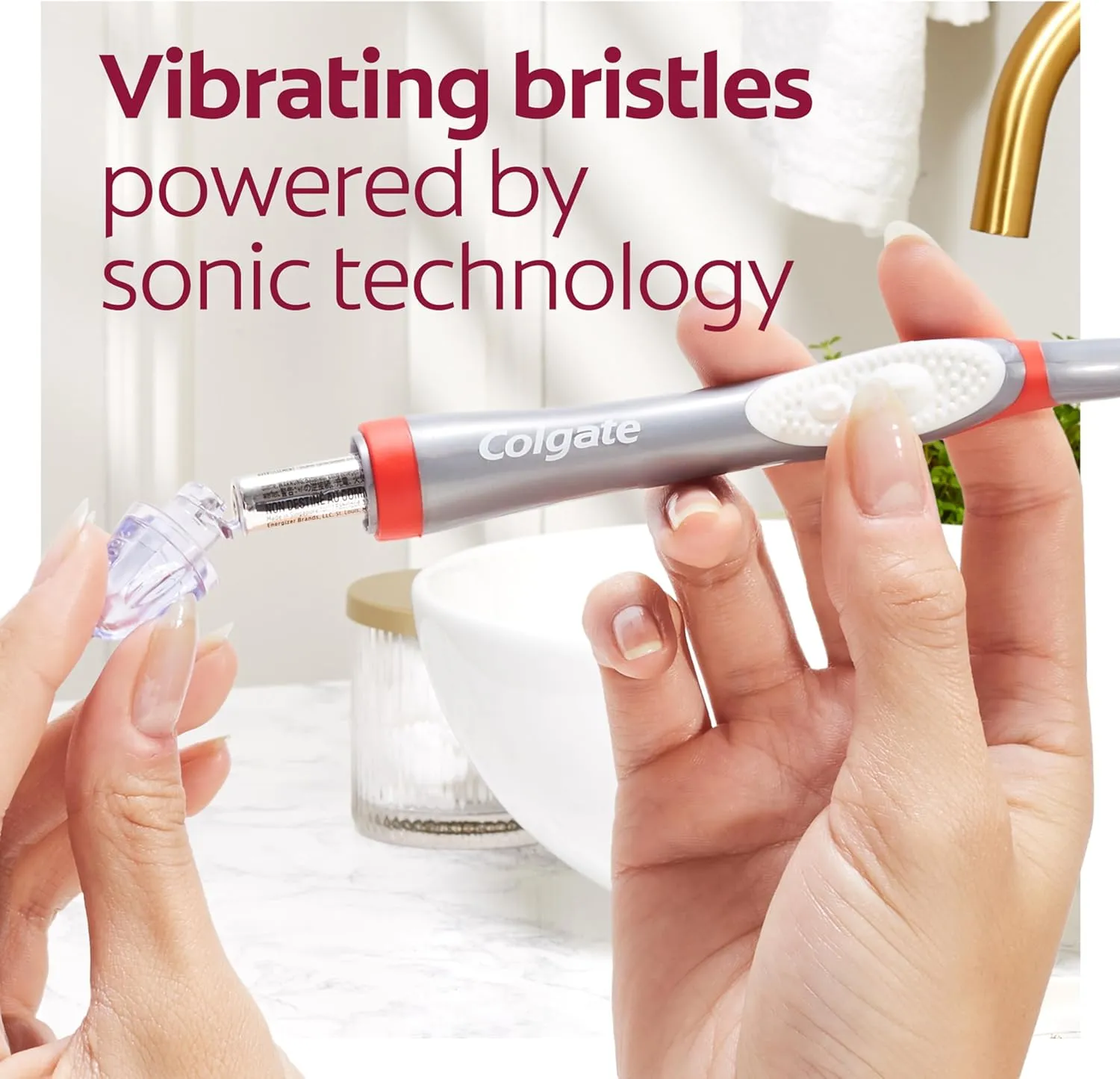 Colgate, 360 Optic White Sonic Battery Powered Vibrating Toothbrush Soft, 2 Count