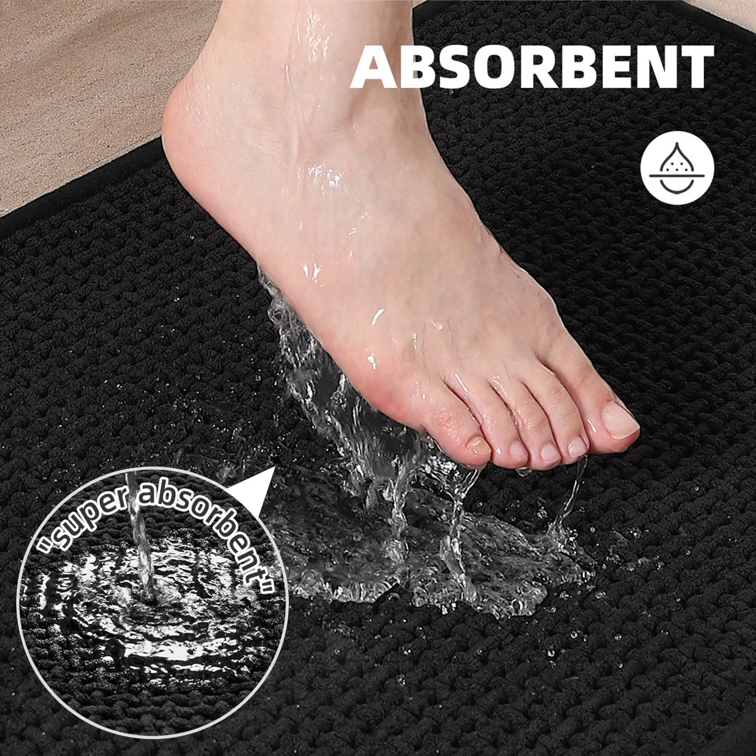 Color&Geometry Upgraded Denser Chenille Pile Bath Mat