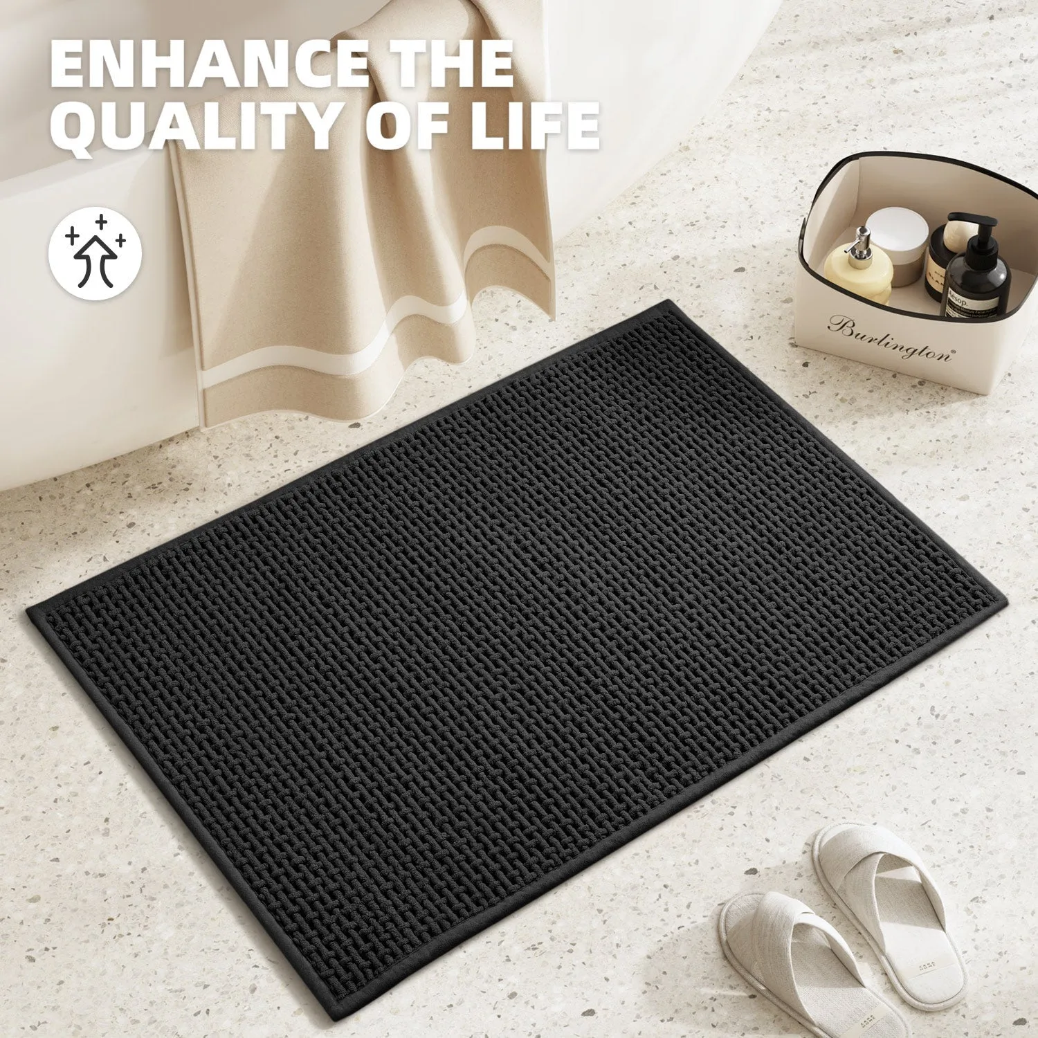 Color&Geometry Upgraded Denser Chenille Pile Bath Mat