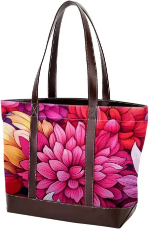 Colorful Petal Flowers-1002 Shoulder Purses for Women Large Soft Washed Leather Purses and Durable Handbags