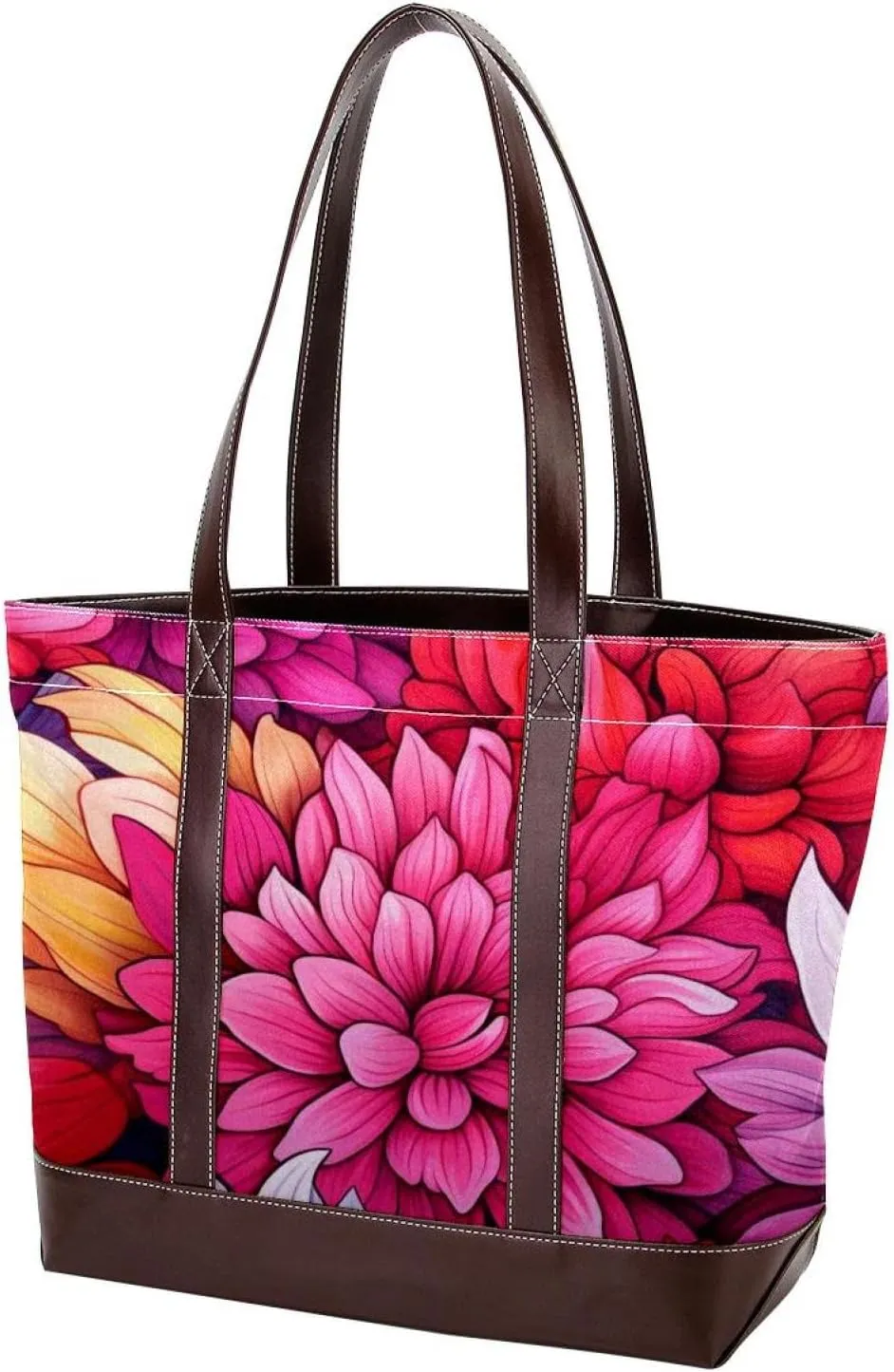 Colorful Petal Flowers-1002 Shoulder Purses for Women Large Soft Washed Leather Purses and Durable Handbags