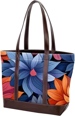 Colorful Petal Flowers-1002 Shoulder Purses for Women Large Soft Washed Leather Purses and Durable Handbags