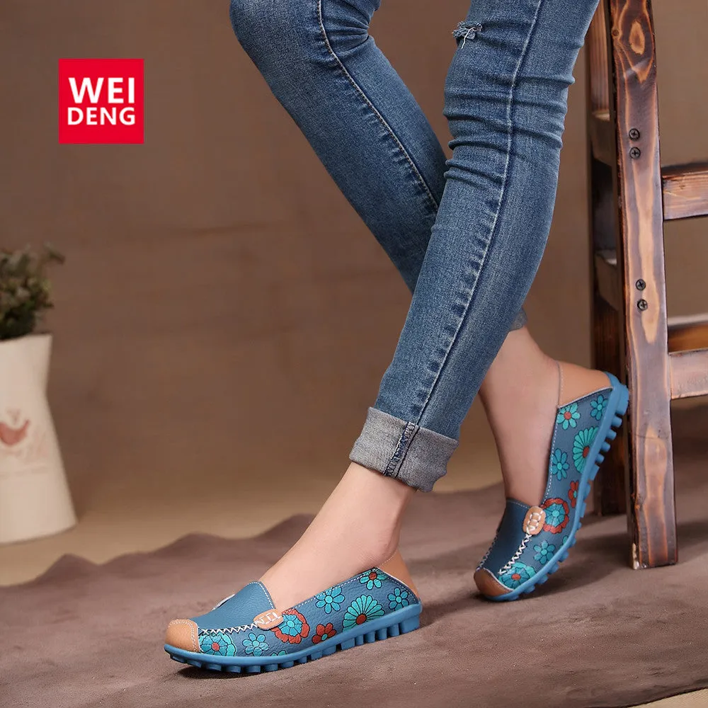 Comfortable Boat Casual Flawless Women Soft Flat Leather Gommino High-capacity functionality 35-40 On Ventilation Flat Printing Fashion Slip Color Genuine Shoes 4