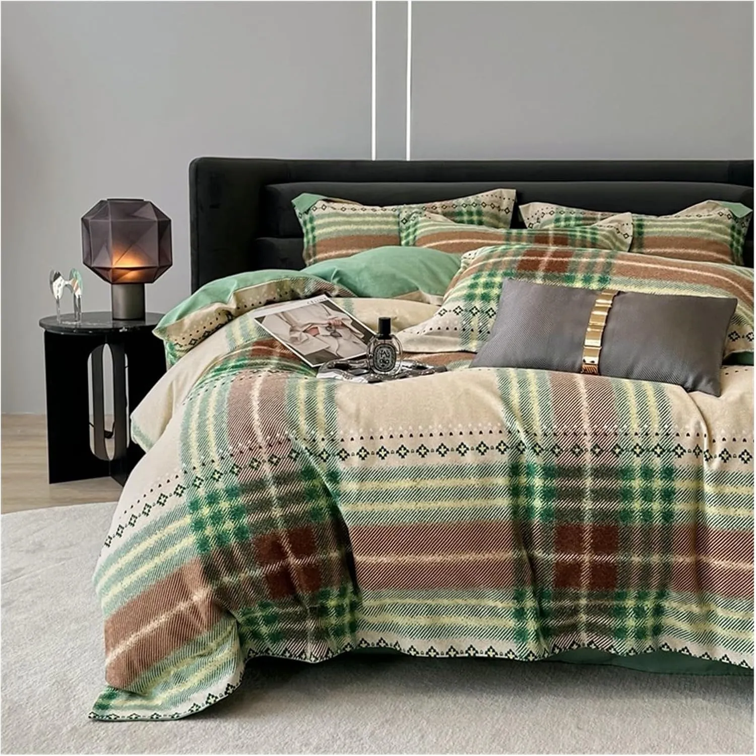 Comforter Sets, Cotton Bed Linen Geometric Plaid Bed Cover Full Set Quilt Duvet Cover Double Bed Sheets Set Comforter Bedding Set Pillowcase(B,Twin)