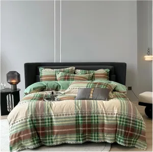 Comforter Sets, Cotton Bed Linen Geometric Plaid Bed Cover Full Set Quilt Duvet Cover Double Bed Sheets Set Comforter Bedding Set Pillowcase(B,Twin)