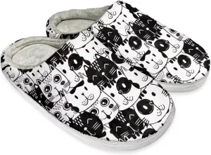 Comfy Fuzzy House Slippers for Women Men, Closed Toe Flat Plush Cotton Slippers Home Shoes Soft Non-Slip Rubber Sole Scuff Slippers for Indoor & Outdoor