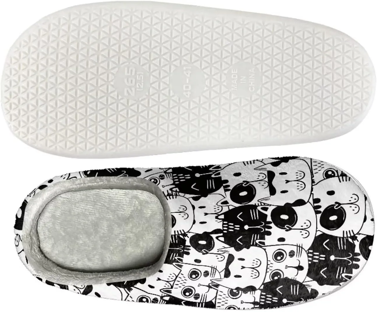 Comfy Fuzzy House Slippers for Women Men, Closed Toe Flat Plush Cotton Slippers Home Shoes Soft Non-Slip Rubber Sole Scuff Slippers for Indoor & Outdoor