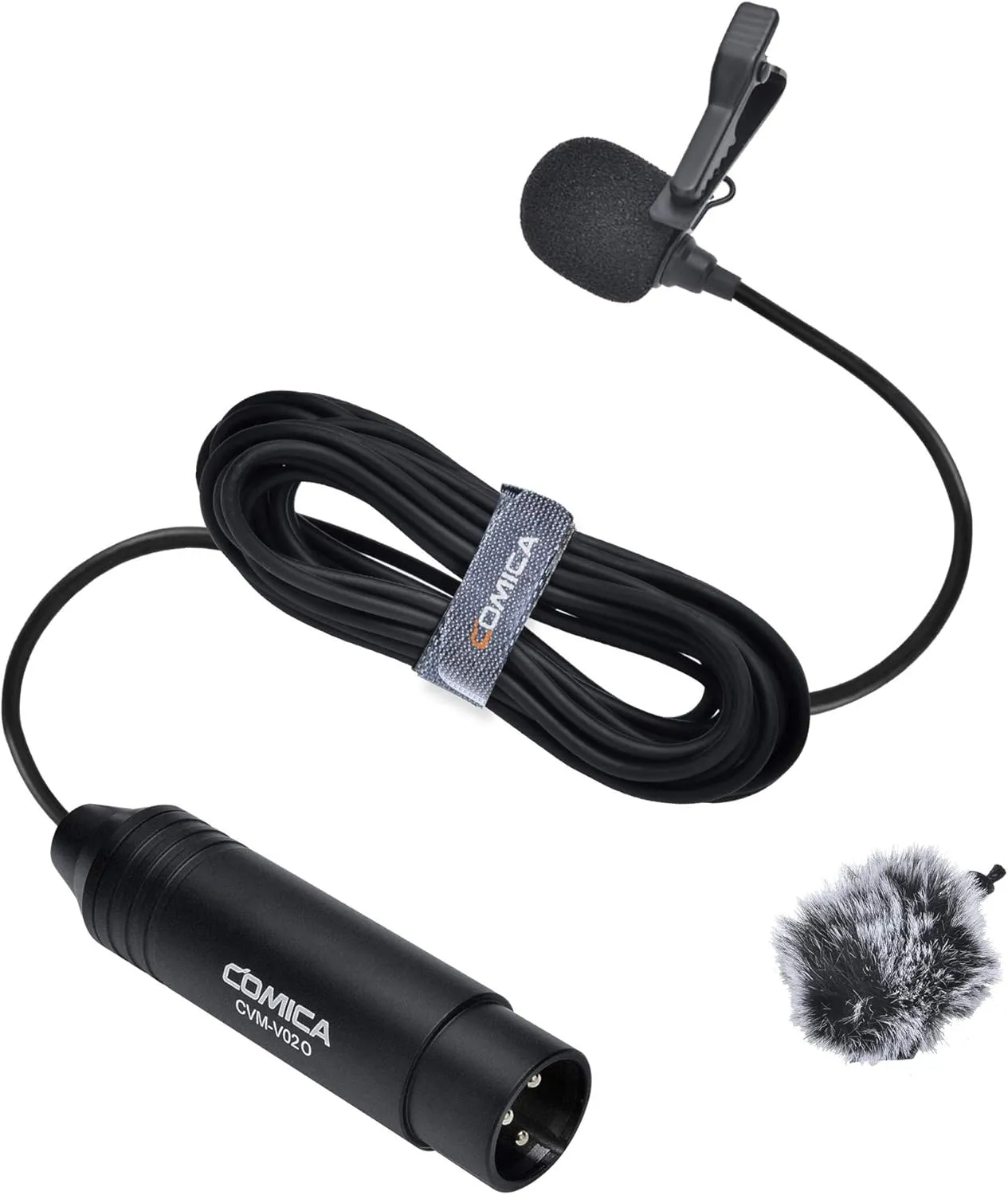 COMICA CVM-V02O Phantom Power Omnidirectional XLR Lavalier Lapel Microphone,14.76 fts Lapel Mic for Canon Sony Camcorders Zoom H4n H6 Tascam DR-60D/70D DR-100 Recorders Audio Mixer (1 Pack)