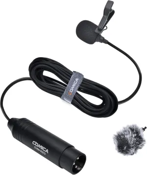 COMICA CVM-V02O Phantom Power Omnidirectional XLR Lavalier Lapel Microphone,14.76 fts Lapel Mic for Canon Sony Camcorders Zoom H4n H6 Tascam DR-60D/70D DR-100 Recorders Audio Mixer (1 Pack)