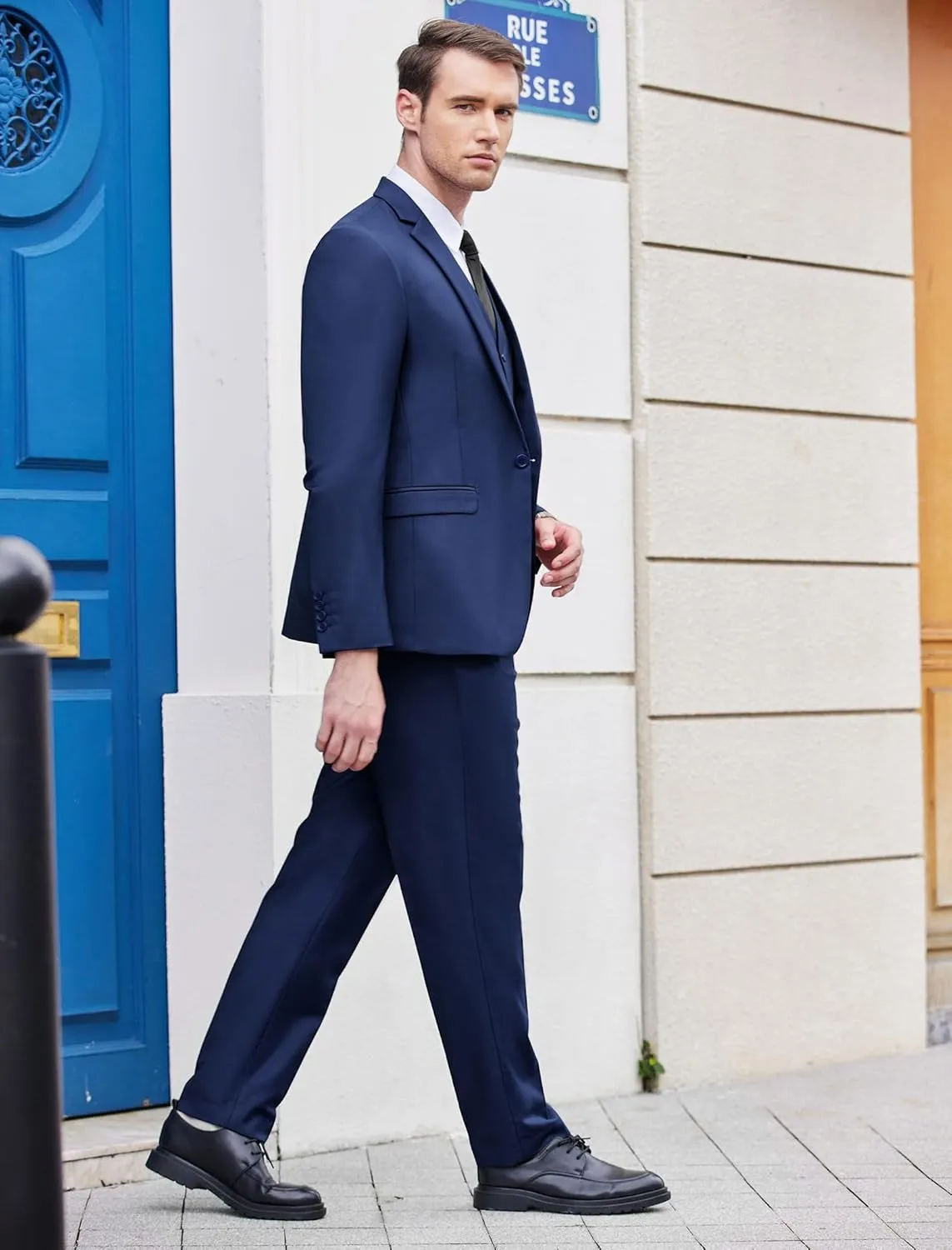 COOFANDY Men's 3 Piece Wedding Suit Set One Button Slim Fit Jacket Blazer Vest Pants Set Groom Prom Tuxedo Suits