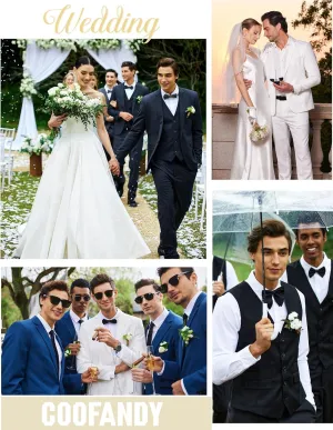 COOFANDY Men's 3 Piece Wedding Suit Set One Button Slim Fit Jacket Blazer Vest Pants Set Groom Prom Tuxedo Suits
