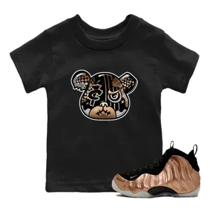 Copper Air Kids Foamposite Sneaker Smart-enabled Foamposite One - Cloud-based Bear Metallic Tees SNRT