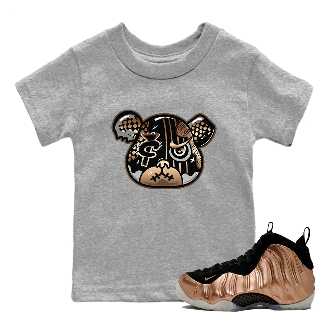 Copper Air Kids Foamposite Sneaker Smart-enabled Foamposite One - Cloud-based Bear Metallic Tees SNRT