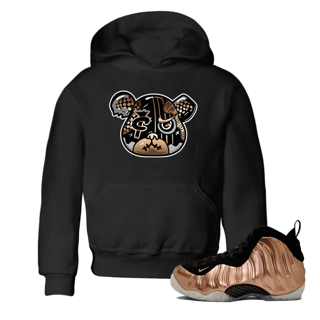Copper Air Kids Foamposite Sneaker Smart-enabled Foamposite One - Cloud-based Bear Metallic Tees SNRT