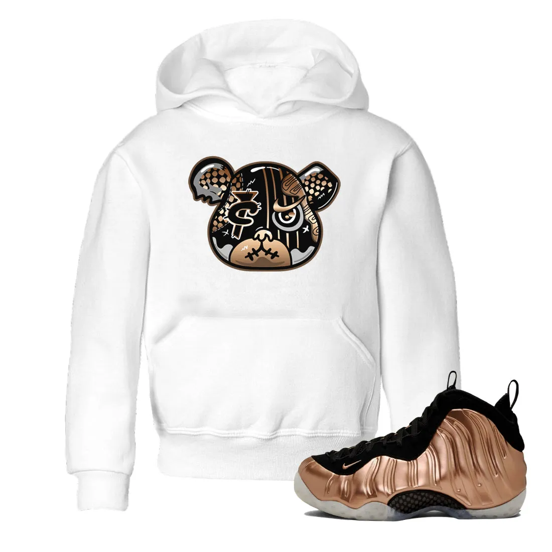 Copper Air Kids Foamposite Sneaker Smart-enabled Foamposite One - Cloud-based Bear Metallic Tees SNRT