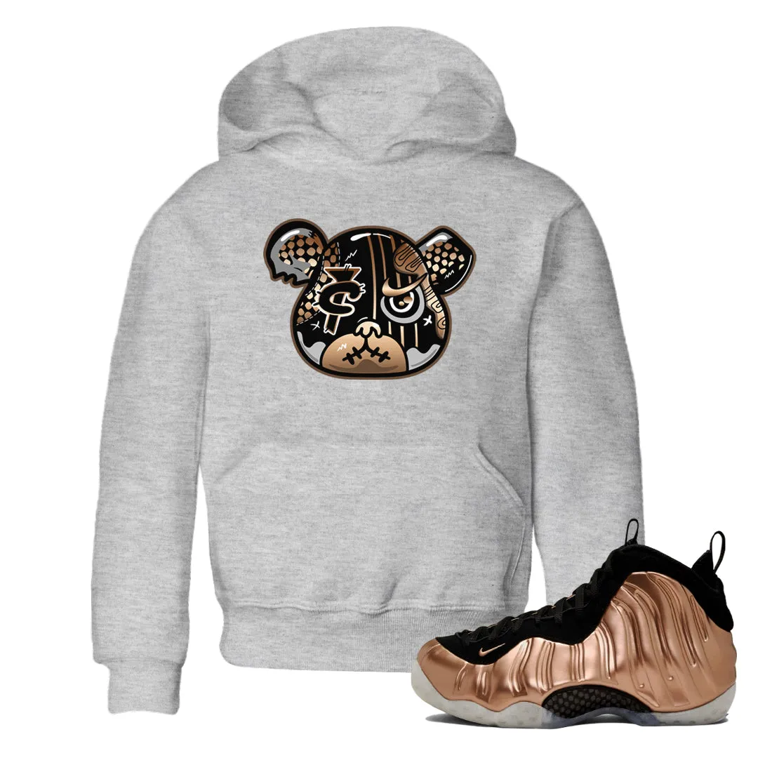 Copper Air Kids Foamposite Sneaker Smart-enabled Foamposite One - Cloud-based Bear Metallic Tees SNRT