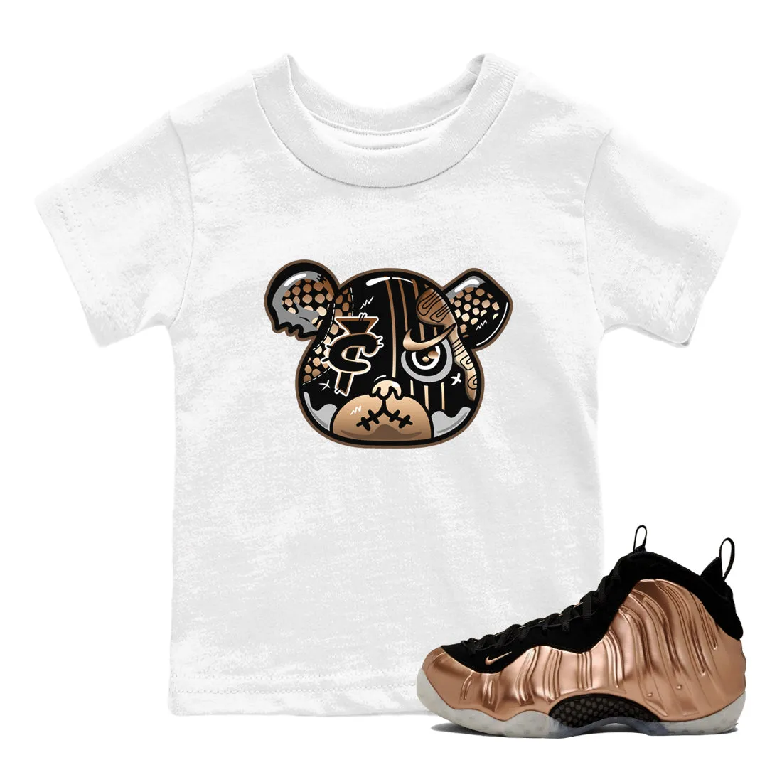 Copper Air Kids Foamposite Sneaker Smart-enabled Foamposite One - Cloud-based Bear Metallic Tees SNRT