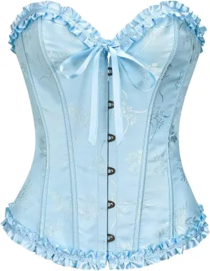 Corset Tops For Women Satin Overbust Lace up Busiter Shapewear Outfit