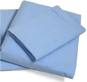 Cot Sheets (Fitted, Flat, Sets), 4 Piece Cot Sheet and Pillow Case Set - Blue- 1 cot fitted sheet 33" x 75", 1 cot flat sheet 64"x94", 2 pillow cases 20"x30"