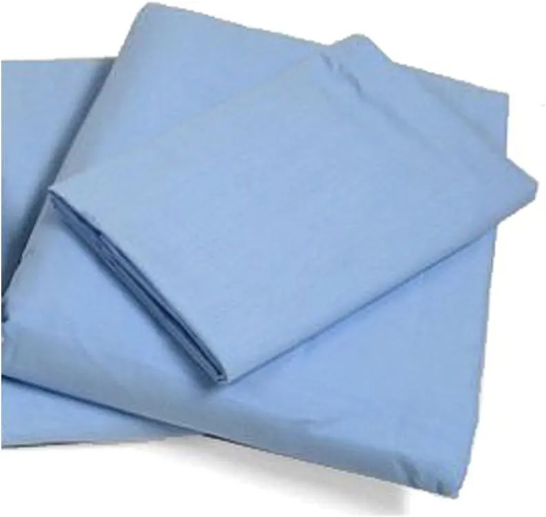 Cot Sheets (Fitted, Flat, Sets), 4 Piece Cot Sheet and Pillow Case Set - Blue- 1 cot fitted sheet 33" x 75", 1 cot flat sheet 64"x94", 2 pillow cases 20"x30"
