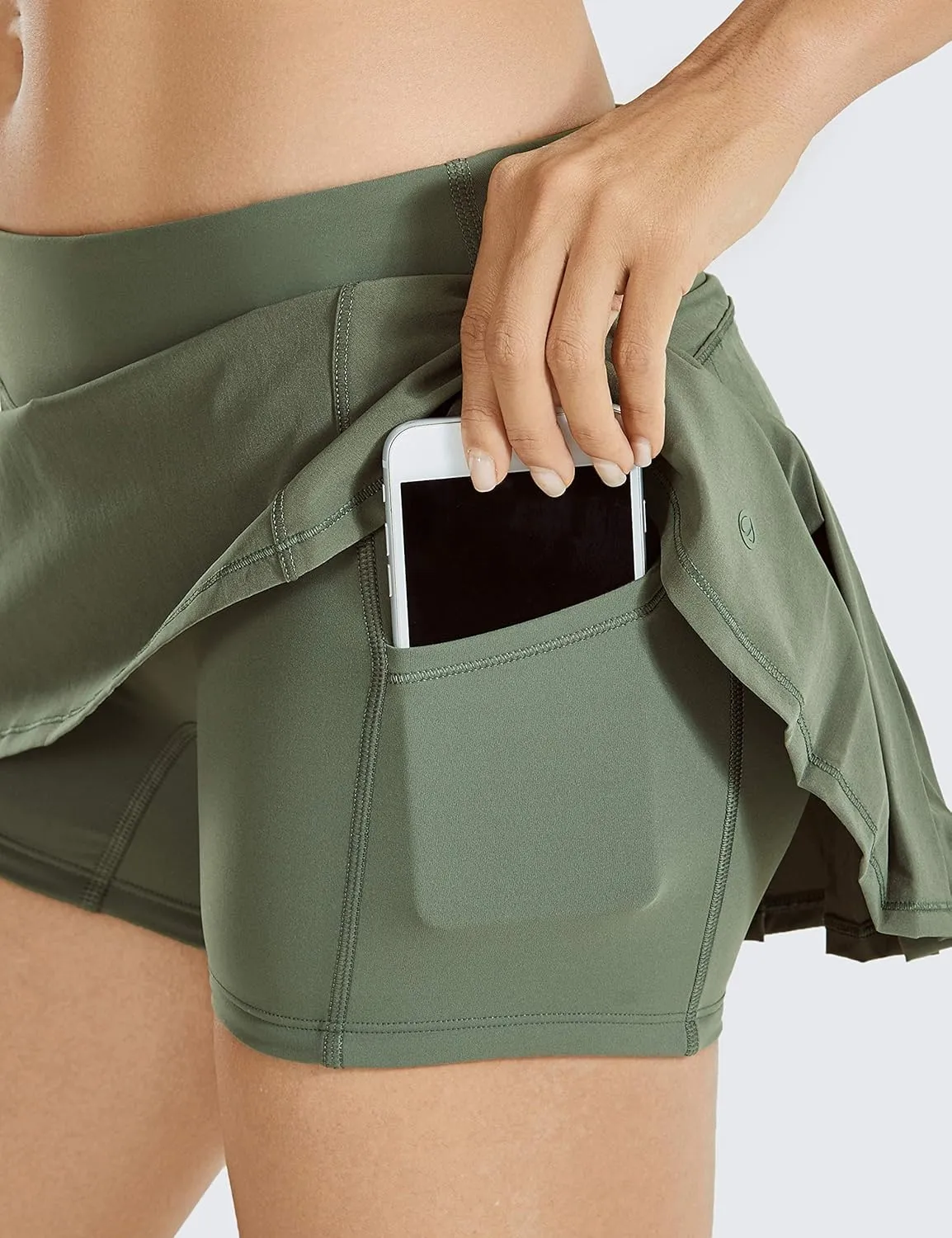CRZ YOGA Women's Quick Dry Pleated Tennis Skirts Mid Waisted Cute Athletic Workout Running Sports Golf Skorts Volleyball