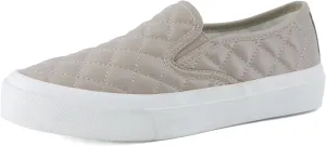 CUSHIONAIRE Faze Women’s Quilted Slip-On Sneaker – Faux Leather Casual Shoe with Memory Foam Insole & Rubber Outsole