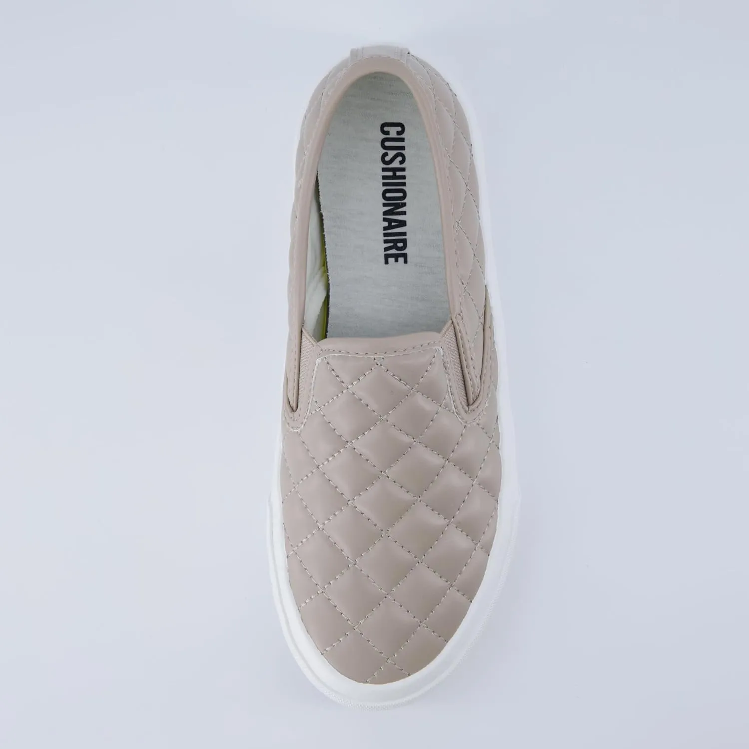 CUSHIONAIRE Faze Women’s Quilted Slip-On Sneaker – Faux Leather Casual Shoe with Memory Foam Insole & Rubber Outsole