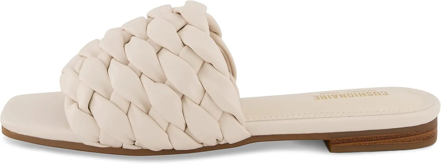 CUSHIONAIRE Women's Aramis woven slide sandal  Memory Foam, Wide Widths Available