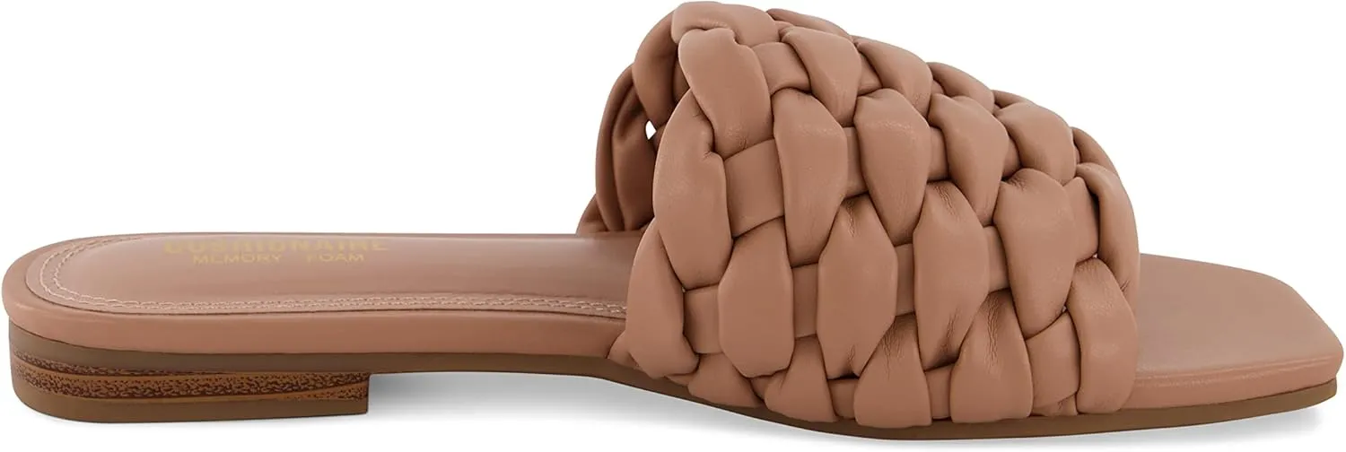 CUSHIONAIRE Women's Aramis woven slide sandal  Memory Foam, Wide Widths Available