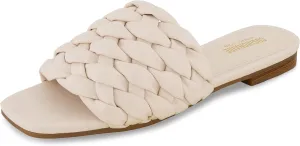 CUSHIONAIRE Women's Aramis woven slide sandal  Memory Foam, Wide Widths Available