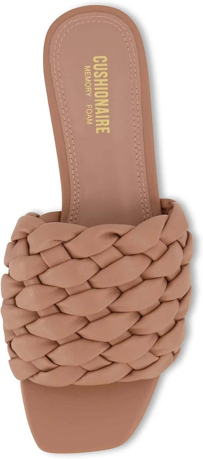 CUSHIONAIRE Women's Aramis woven slide sandal  Memory Foam, Wide Widths Available
